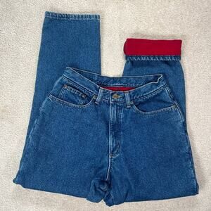 Vintage L.L.Bean Fleece Lined Jeans Double L Relaxed Fit Blue Denim Size 10
